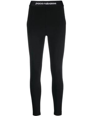 Rabanne Logo-Waistband High-Waisted Leggings - Black