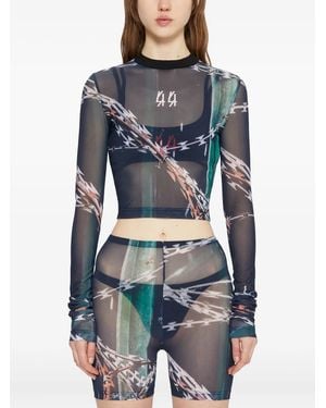 44 Label Group Long-Sleeve Tulle Top - Blue