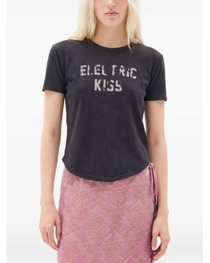 Ann Demeulemeester Floor Micro Electric Kiss T-Shirt - Blue