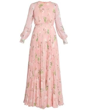 Erdem Pleated Floral Maxi Dress - Pink