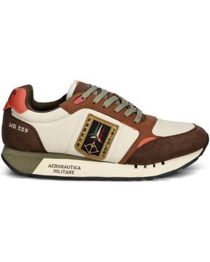 Aeronautica Militare Embroidered Trainers - Brown