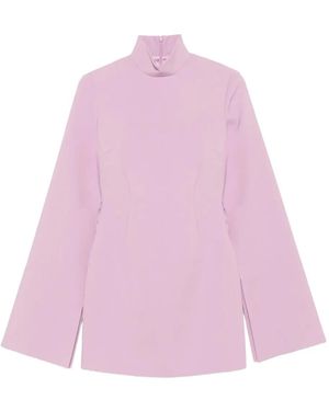 Solace London Funnel-Neck Mini Dress - Pink