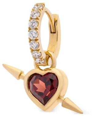 Maria Nilsdotter Pendiente Rebel Heart en oro amarillo de 18 ct con diamante y granate - Blanco
