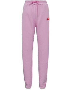 MSGM Rabbit-Embroidered Track Pants - Purple