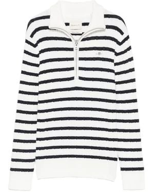 GANT Jersey De Punto De Ochos A Rayas - Blanco