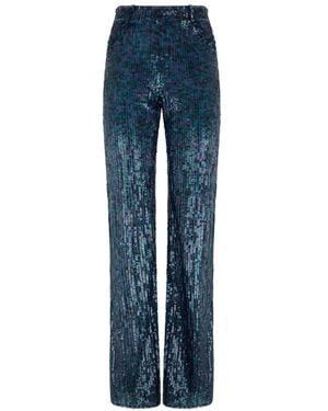 Alberta Ferretti Sequin-Embellishment Straight-Leg Pants - Blue
