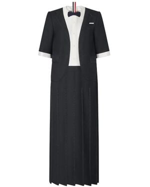 Thom Browne Trompe L'Oeil Midi-Jurk - Zwart