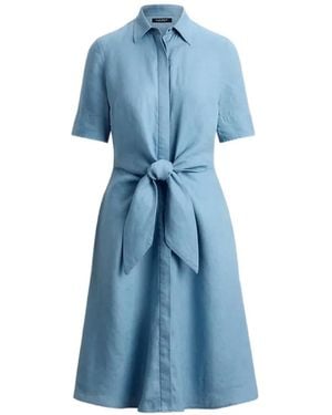 Ralph Lauren Tie-Waist Midi Dress - Blue