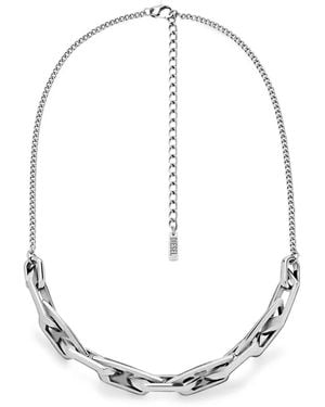 DIESEL Stainless Steel Chain Necklace - White