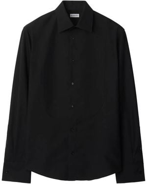 Burberry Slim Fit Cotton Silk Tuxedo Shirt - Black