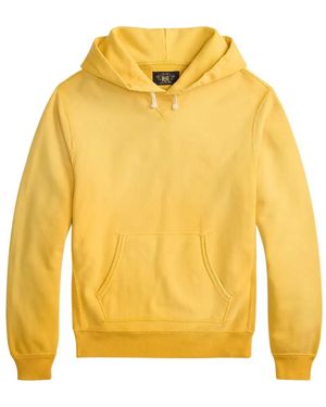 RRL Drawstring Ribbed Fleece Hoodie - Yellow