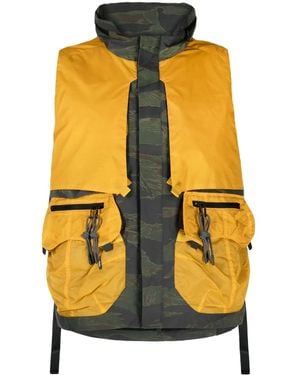 Mostly Heard Rarely Seen Cargo-Pockets Cotton Gilet - Yellow
