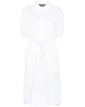 Lorena Antoniazzi Pinstripe Drawstring Shirt Dress - White