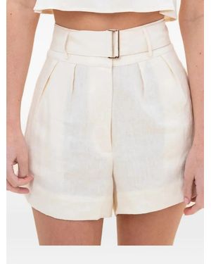 Hevron Zinna Belted Pleated Shorts - White