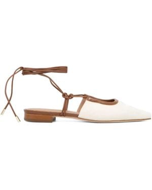 BOSS Tie-Fastening Ballerina Shoes - White