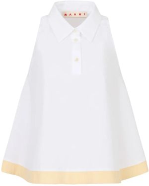 Marni Organic Poplin Polo Top - White