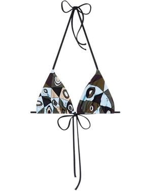 PUCCI Occhi-Print Triangle Bikini Top - Metallic