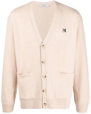 Maison Kitsuné Fox Head Patch Wool Cardigan - Natural