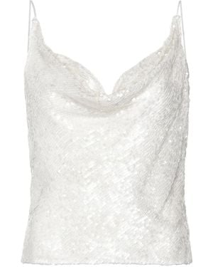 LAPOINTE Sequinned Cowl-Neck Top - White