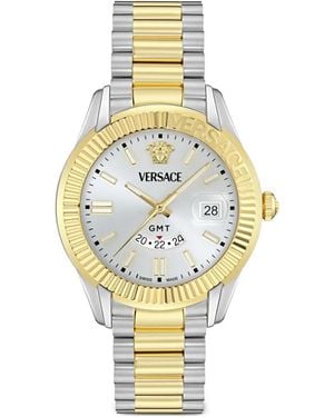 Versace Apodis Fluted Bezel 41Mm Watch - Metallic