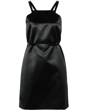 Patou Belted Satin Mini Dress - Black