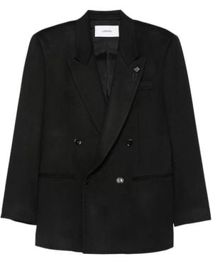 Lardini Cameron Double-Breasted Peaked-Lapel Jacket - Black