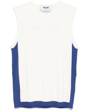MSGM Ribbed-Knit Tank Top - Blue