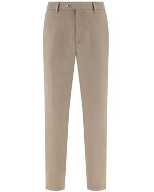 BOGGI Stitched Pockets Linen Trousers - Natural