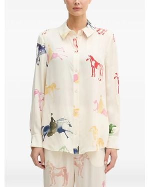 Stine Goya Horse-Print Long-Sleeve Shirt - White