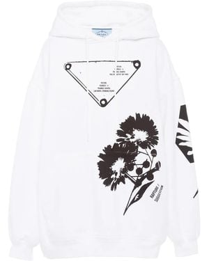 Prada Hoodie Met Print - Wit