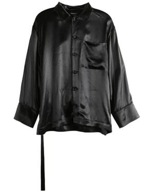 Ann Demeulemeester Coby Belted Satin-Finish Shirt - Black