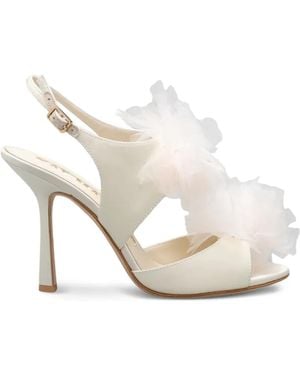 Kat Maconie Ruffle-Trimmed Slingback Sandals - White