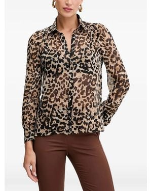 Morgan Clion Leopard-Print Button-Down Shirt - Brown