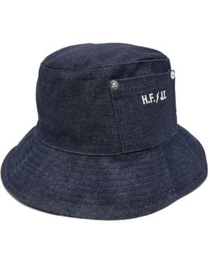 A.P.C. Logo-Print Bucket Hat - Blau