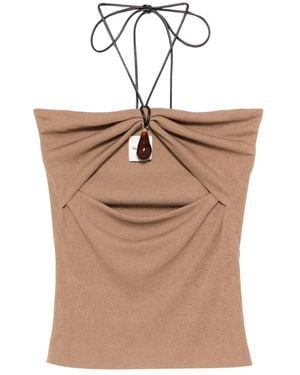 Nanushka Cut-Out Strap Bandeau Top - Natural