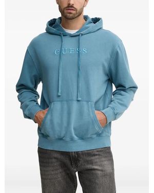 Guess Embroidered Logo Hoodie - Blue