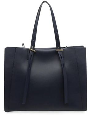 MINOBOSSI Paulette Leather Tote Bag - Blue