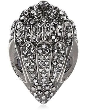 Kurt Geiger Gunmetal Eagle-Clasp Crystal Clutch Bag - Metallic