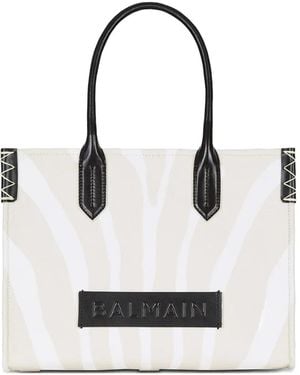 Balmain Mittelgroßer Shopper mit Logo-Patch - Weiß