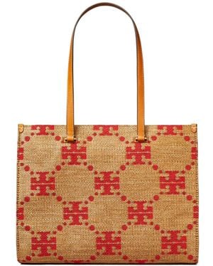 Tory Burch T Monogram Woven Tote Bag - Orange