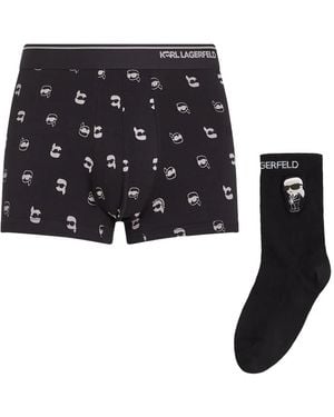 Karl Lagerfeld Set Boxer E Calzini Ikon - Nero