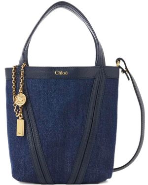 Chloé Small Spin Denim Tote Bag - Blue