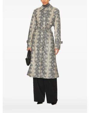 Jonathan Simkhai Python-Print Belted Trench Coat - Gray