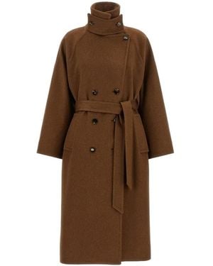 Alberto Biani Belted Double-Breasted Coat - Brown