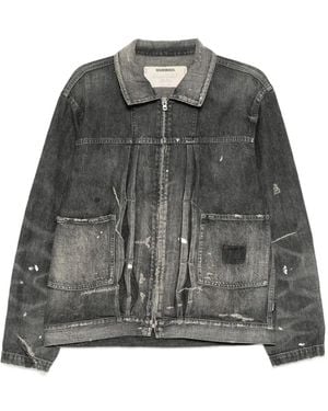 Neighborhood Distressed Paint-Splatter Denim Jacket - Grey