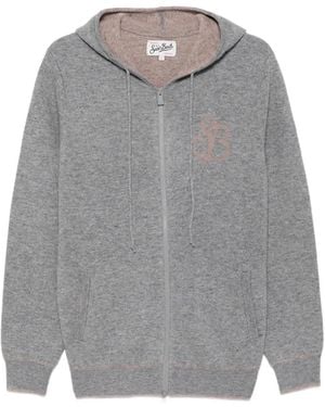 MC2 Saint Barth Logo-Embroidered Zip-Up Hood Cardigan - Gray
