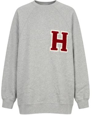 Halfboy Logo-Patch Raglan-Sleeve Sweatshirt - Grey