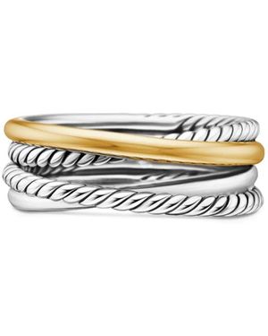 David Yurman Crossover ダイヤモンド リング 6.8mm 18kイエローゴールド&スターリングシルバー - ホワイト