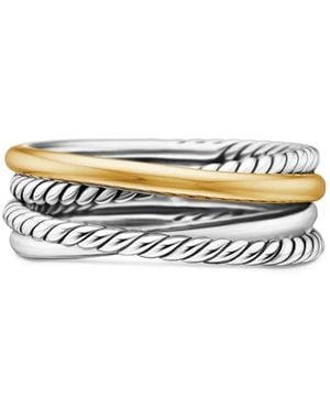 David Yurman 18Kt And Sterling Crossover Band Ring (6.8Mm) - Metallic