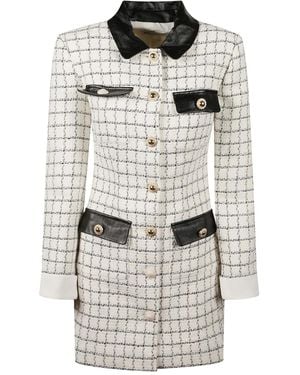 Self-Portrait Bouclé Long-Sleeves Mini Dress - Grey